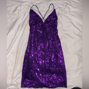LUCY IN THE SKY purple sequin dress